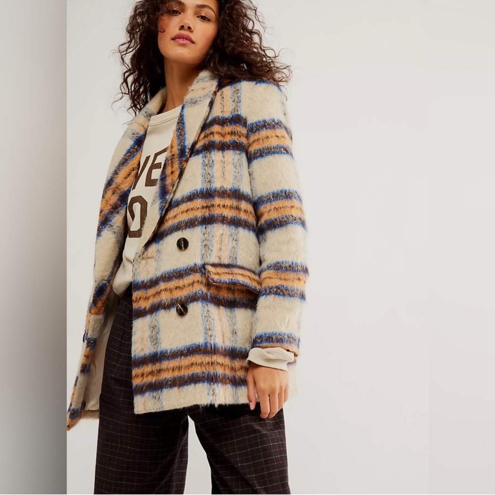 Driftwood Blanche x Blue Honey Plaid Blazer Jacket Coat